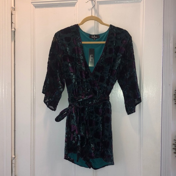 Lulus Completely Enamored Green Floral Velvet Romper - Picture 6 of 8